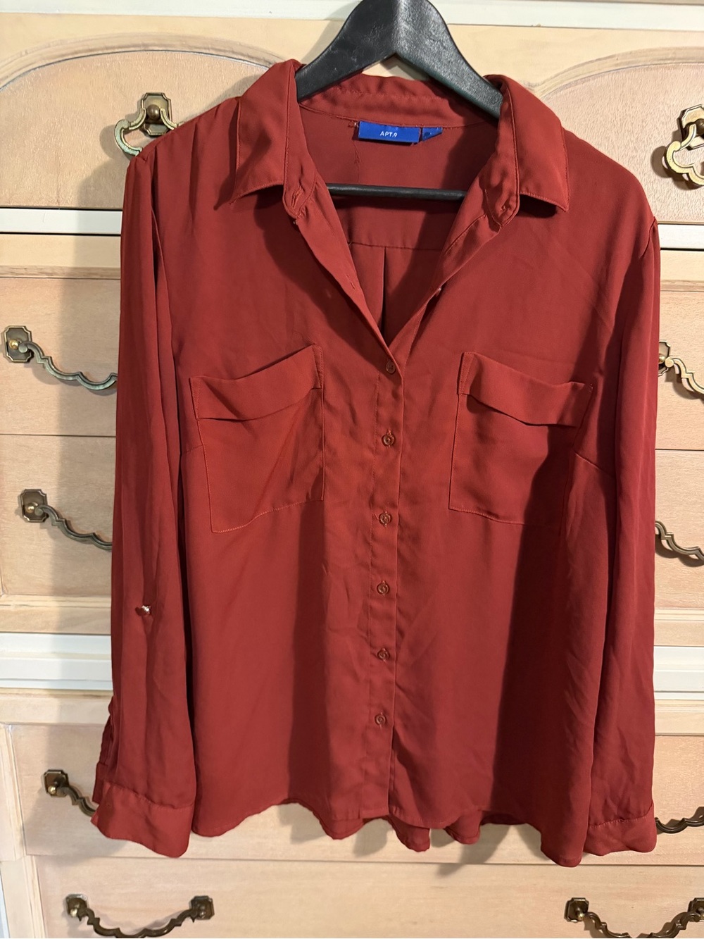 Apt. 9 Rust Button-Front Long Sleeve Shirt